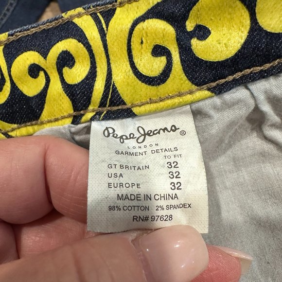 Vintage Pepe Jeans Straight Leg Low Rise 90s Y2K Fuzzy Embroidery Unisex Size 32 - Picture 4 of 14